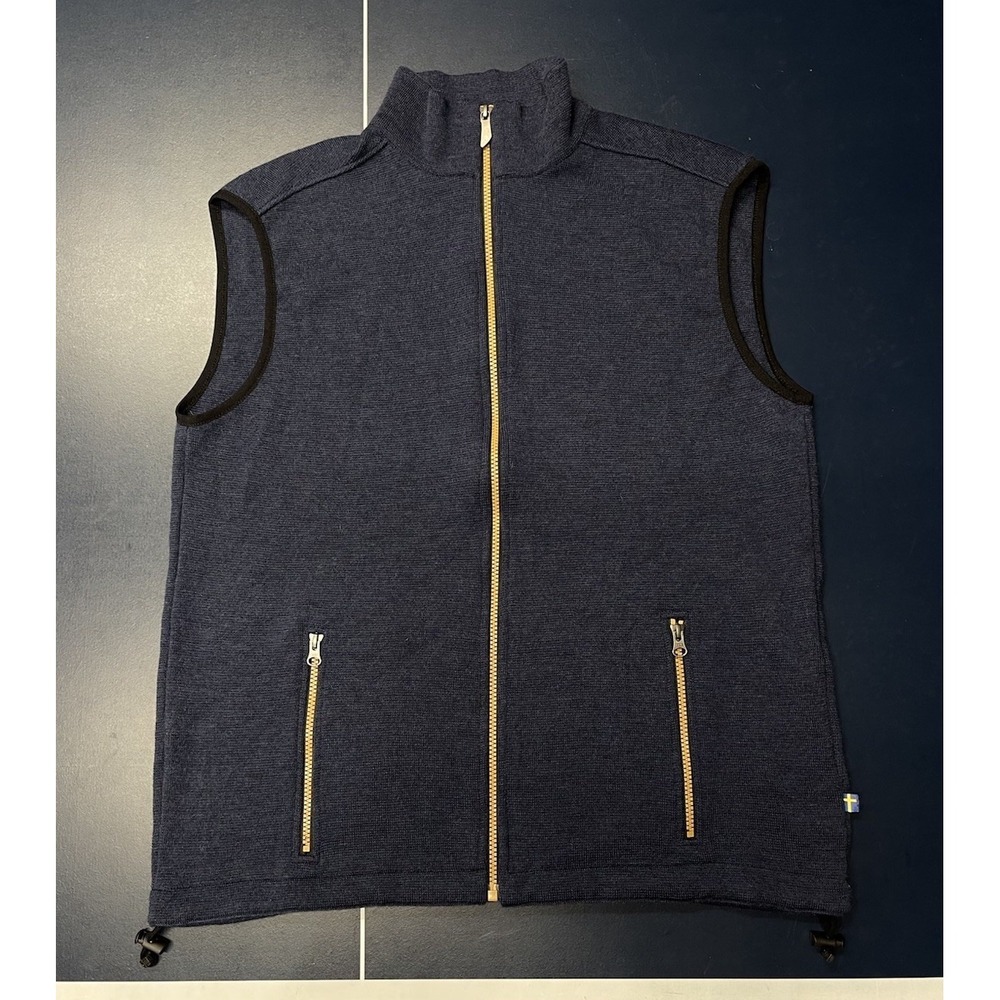 Ivanhoe Men's XL Gray Full Zip Merino Wool Golf Vest Blue
